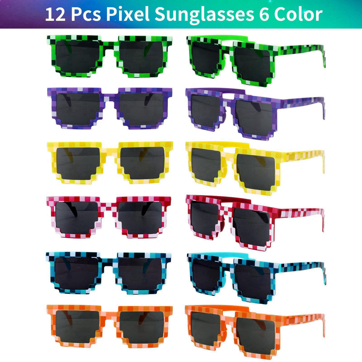 PLOUGVI 320PCS Video Game Party Favors for Kids-Including Goodie Bags, Glasses, Straws, Bubble Wands, Stickers, Cake Top