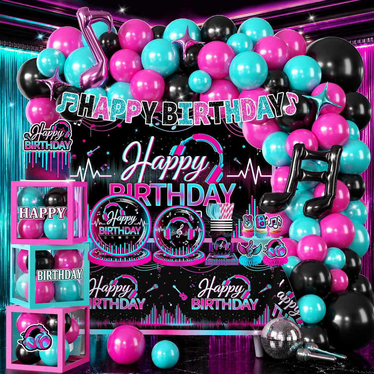 cocomigo 303pcs Music Birthday Decorations, All-in-One Set Serves 25 – close-up detail