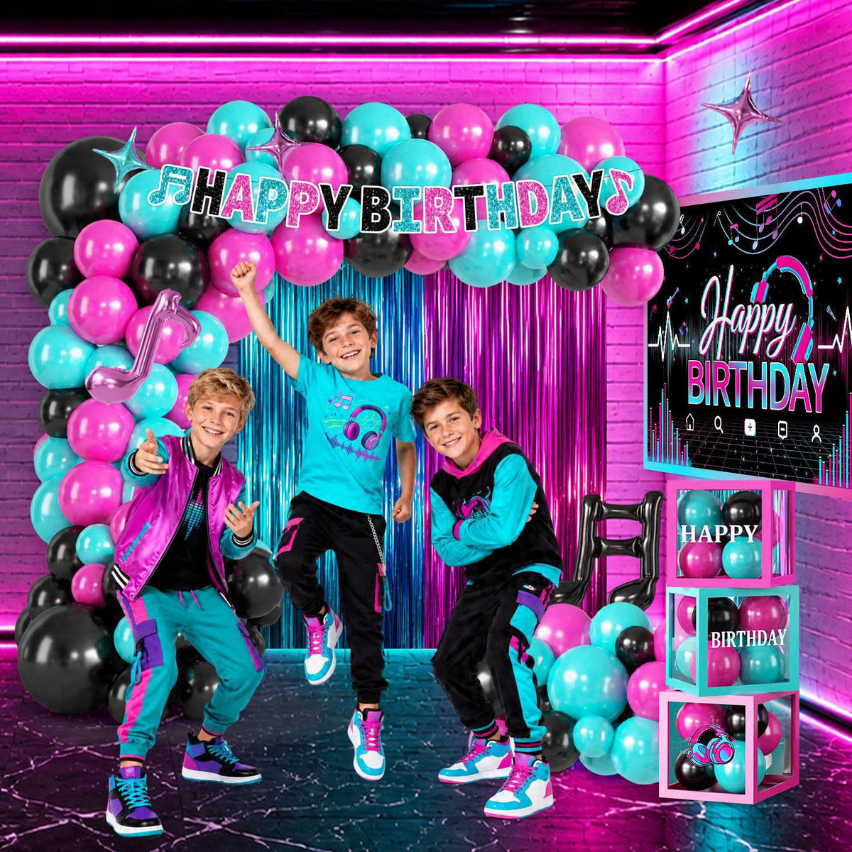 cocomigo 303pcs Music Birthday Decorations, All-in-One Set Serves 25 – full view