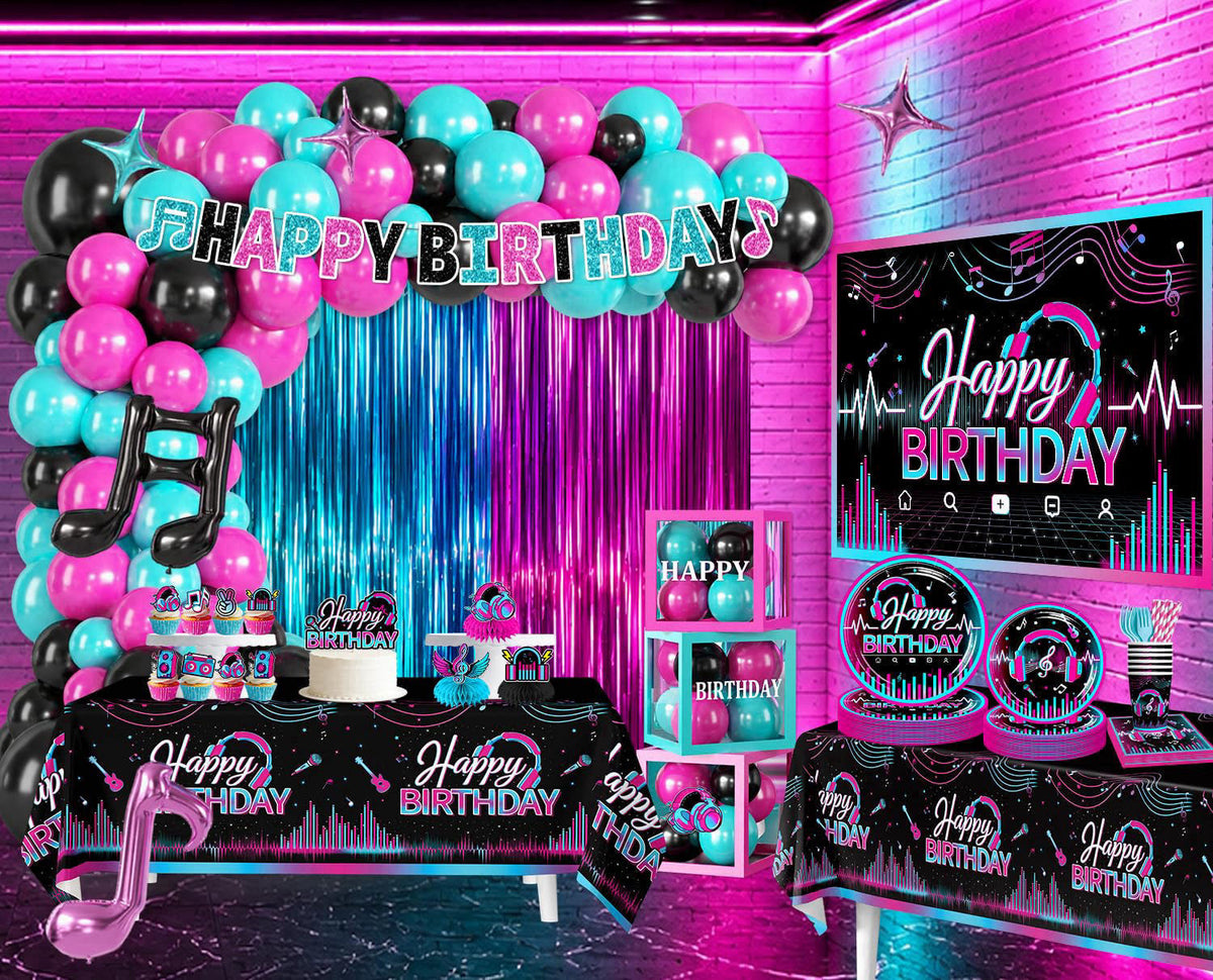 cocomigo 303pcs Music Birthday Decorations, All-in-One Set Serves 25 – alternate angle