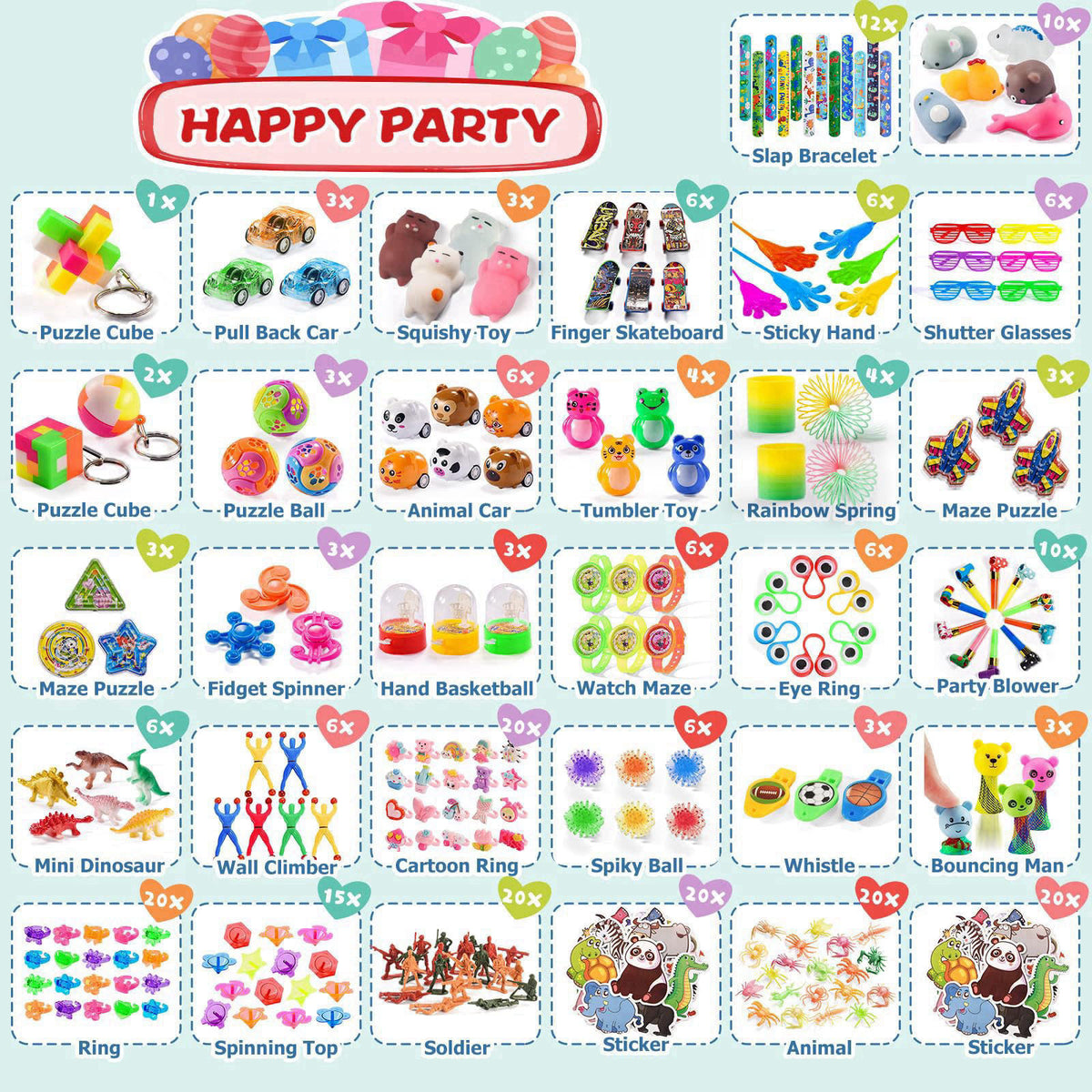 Yutin 300 PCS Party Favor for Kids Goodie Bags Stuffers, Treasure Box Prizes Toys – full view