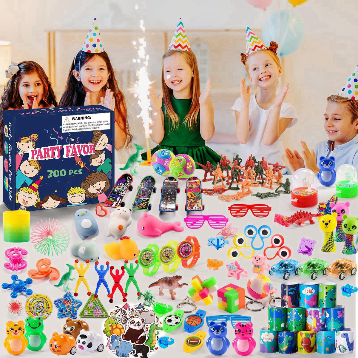 Yutin 300 PCS Party Favor for Kids Goodie Bags Stuffers, Treasure Box Prizes Toys – back view and specifications