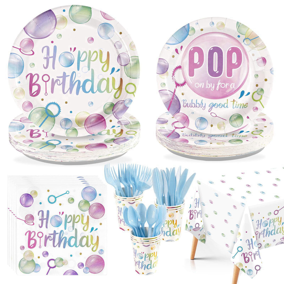 Greencian 170 Pcs Bubble Birthday Party Decorations, Serves 24