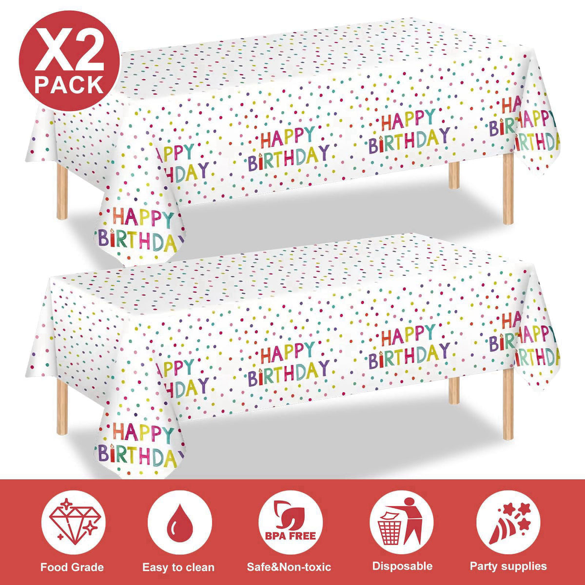 Zifengcer 203 Pcs Happy Birthday Decorations: Party Supplies Set with Dots Design- Includes Disposable Paper Birthday Pl