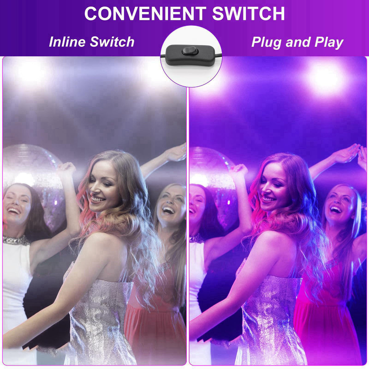 Waygor 50W LED Black Lights for Glow Party, IP65 Waterproof UV Blacklight Floodlight 395nm Black Light Spotlight Purple 
