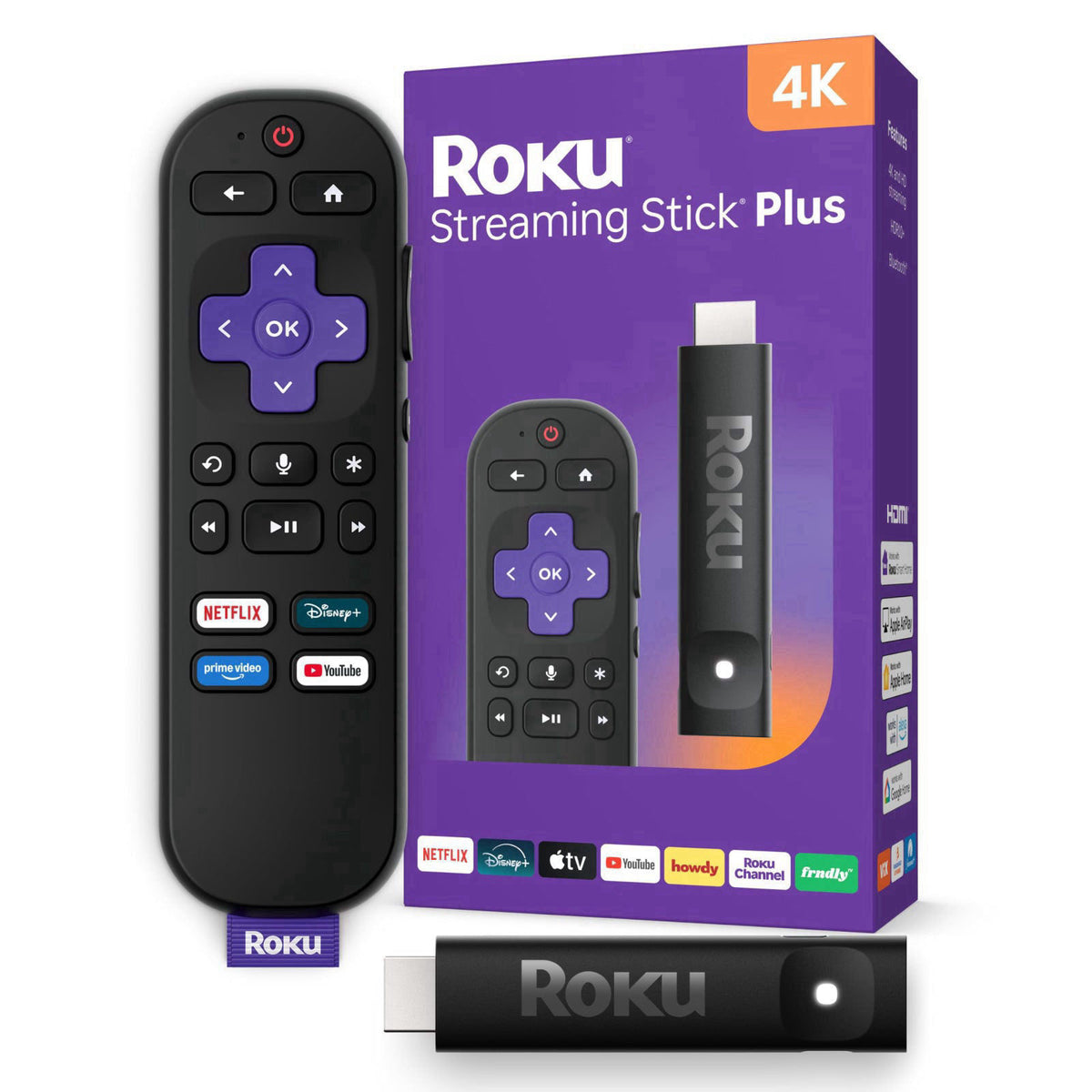 Roku Streaming Stick Plus with Voice Remote - 4K & HDR10+ – product photo (Streaming Media Players)