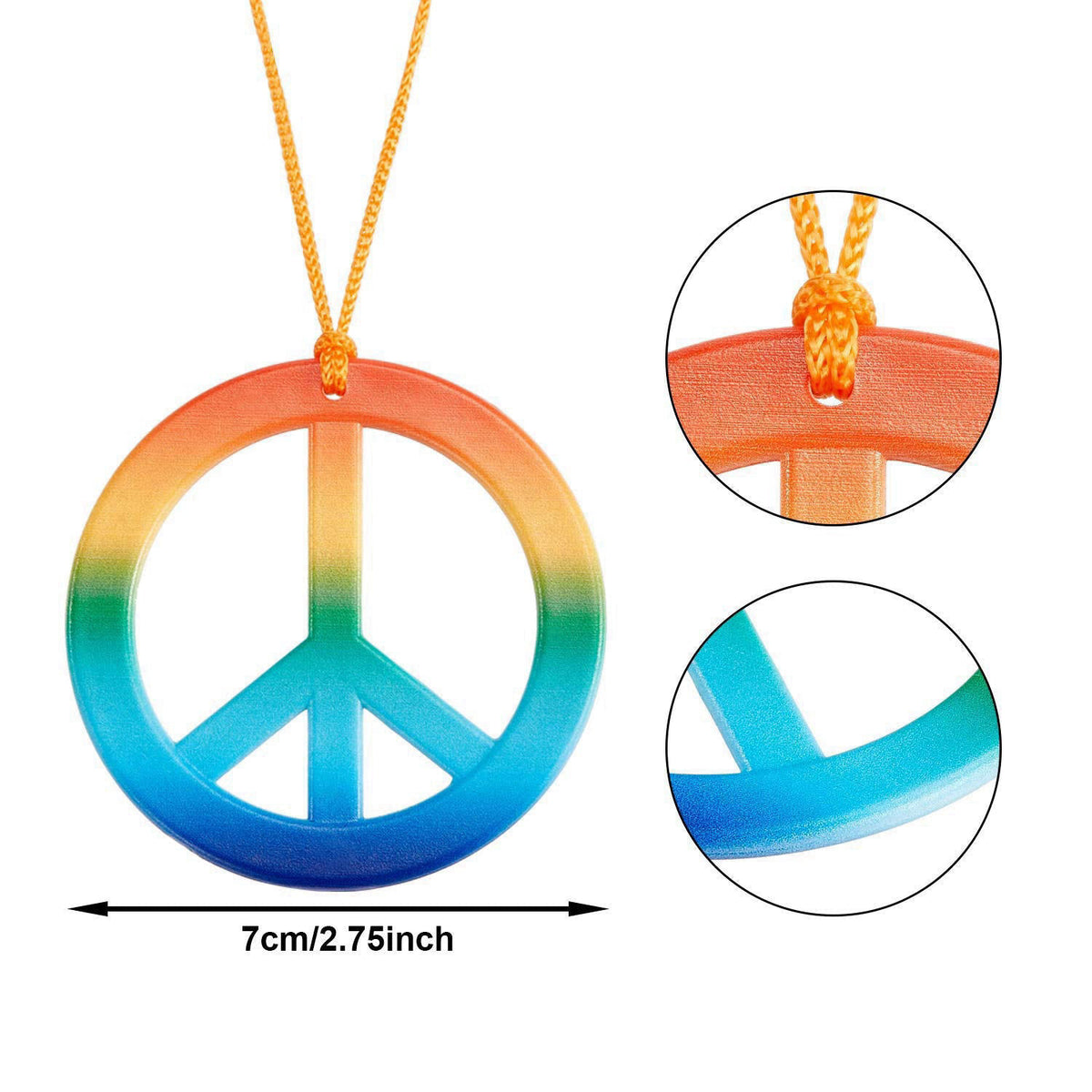 Frienda 24 Pcs Hippie Costume Accessories Set Boho Peace Sign Necklaces Daisy Sunflower Headbands Retro Sunglasses 60s 7
