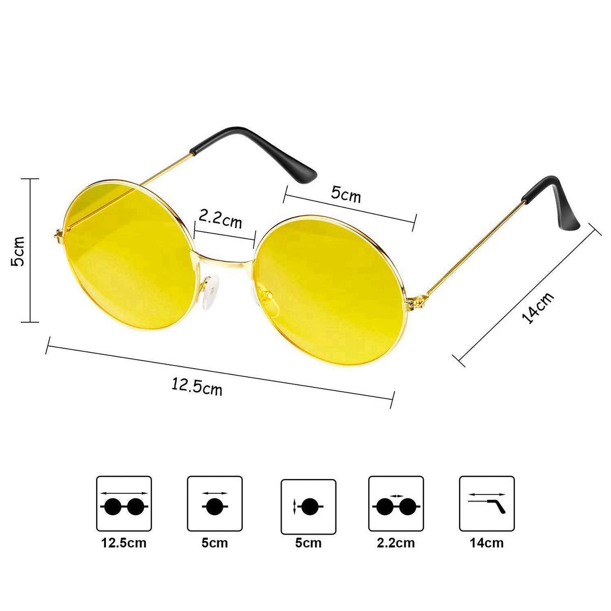 Frienda 24 Pcs Hippie Costume Accessories Set Boho Peace Sign Necklaces Daisy Sunflower Headbands Retro Sunglasses 60s 7