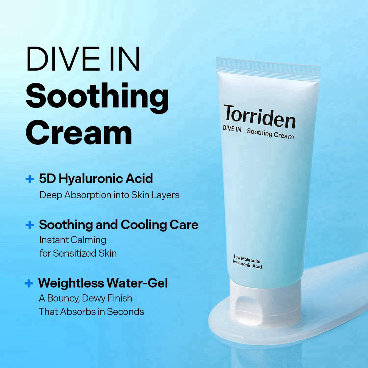 Torriden DIVE IN Hyaluronic Acid Soothing Cream Tube Type 100ml (3.38 fl. oz) | Revitalizing Facial Moisturizer for Sens