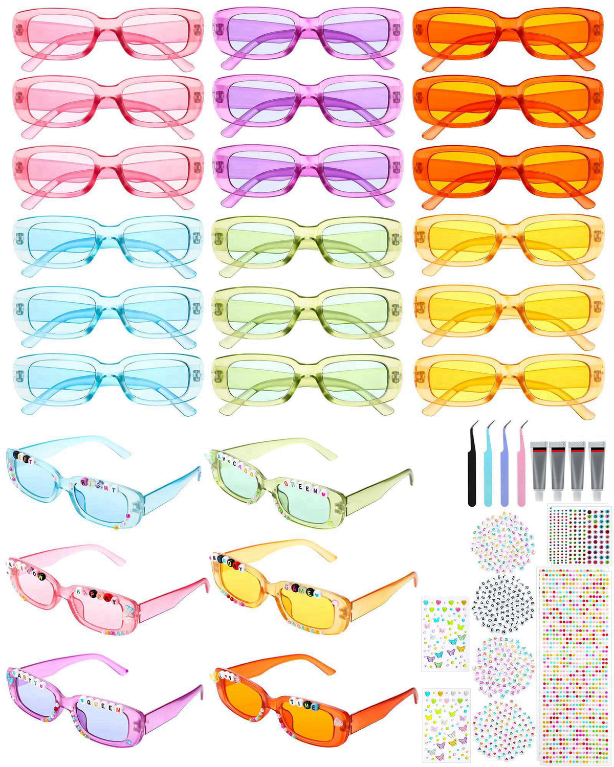 Relaxweex DIY Sunglasses Decorating Kit Popular Singer Party Favors Friendship Glasses Craft Bulk with Letter Bead for W