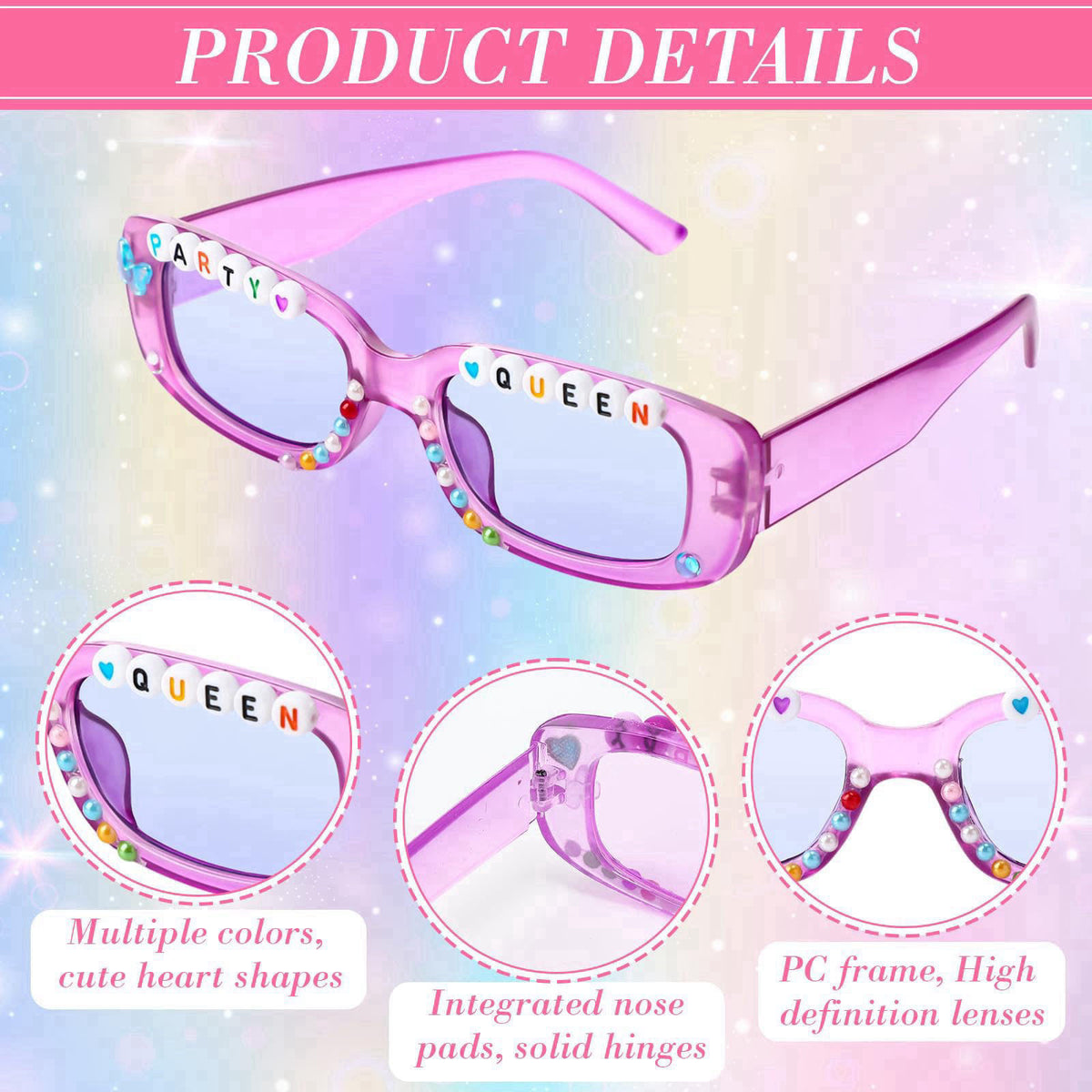 Relaxweex DIY Sunglasses Decorating Kit Popular Singer Party Favors Friendship Glasses Craft Bulk with Letter Bead for W