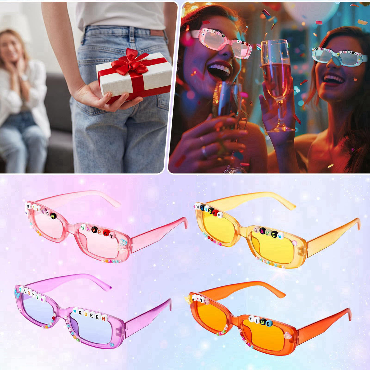 Relaxweex DIY Sunglasses Decorating Kit Popular Singer Party Favors Friendship Glasses Craft Bulk with Letter Bead for W