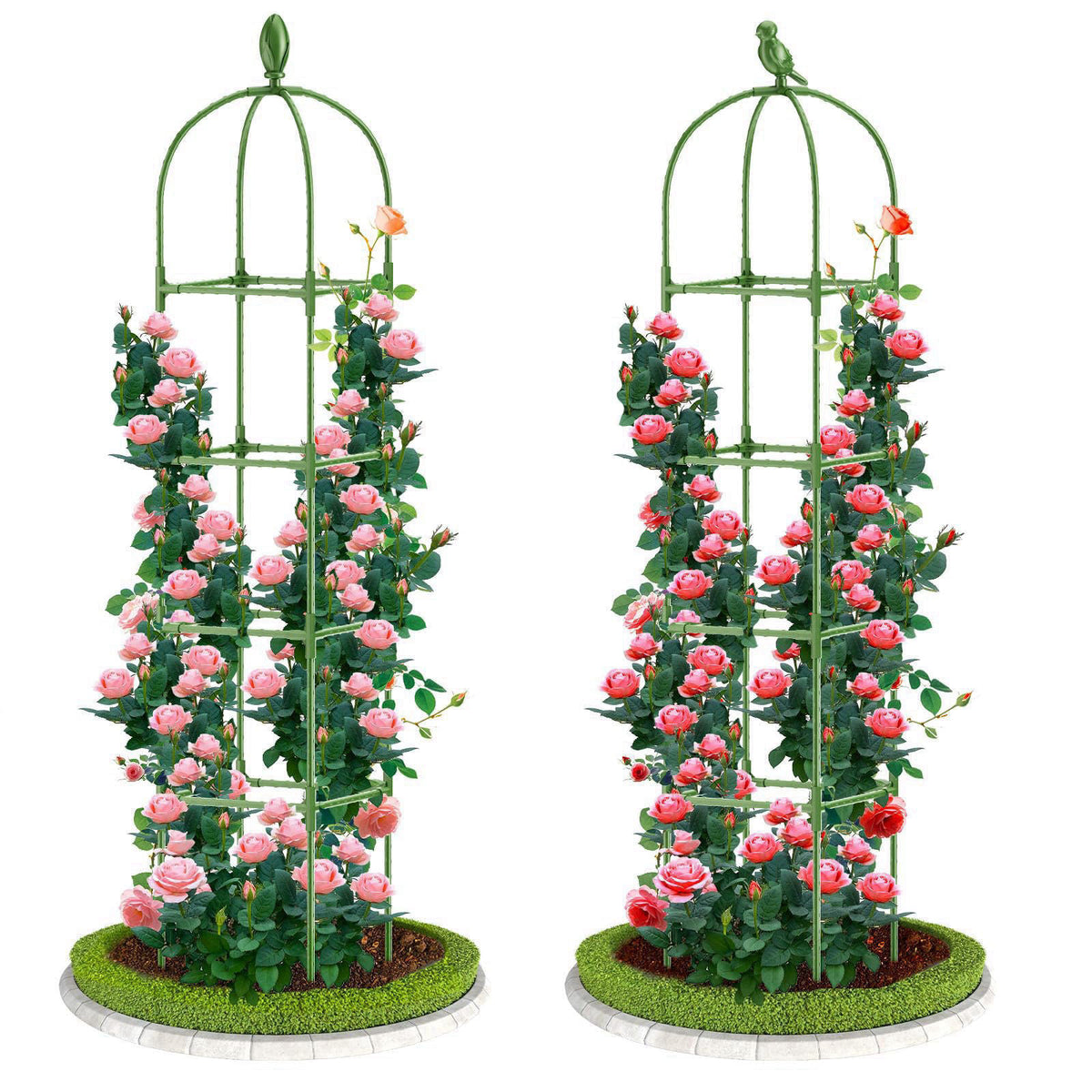Laodier 2 Pack Garden Obelisk Trellis, 70IN Tall Plant Support for Climbing Vine, Metal Covered Plastic Rustproof Heavy 