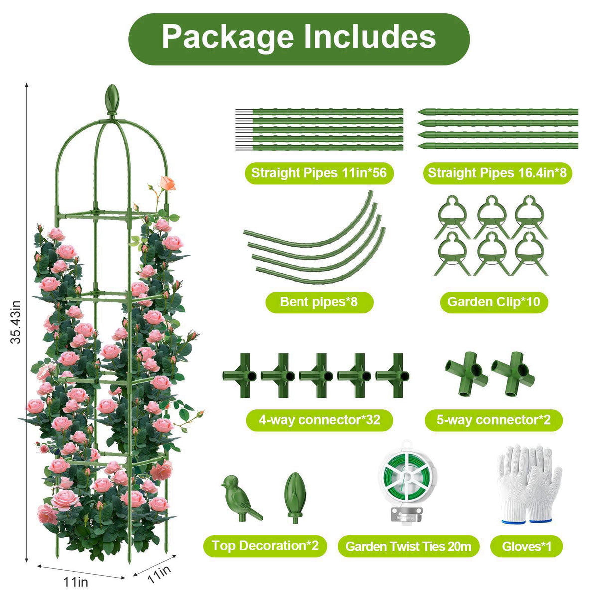 Laodier 2 Pack Garden Obelisk Trellis, 70IN Tall Plant Support for Climbing Vine, Metal Covered Plastic Rustproof Heavy 