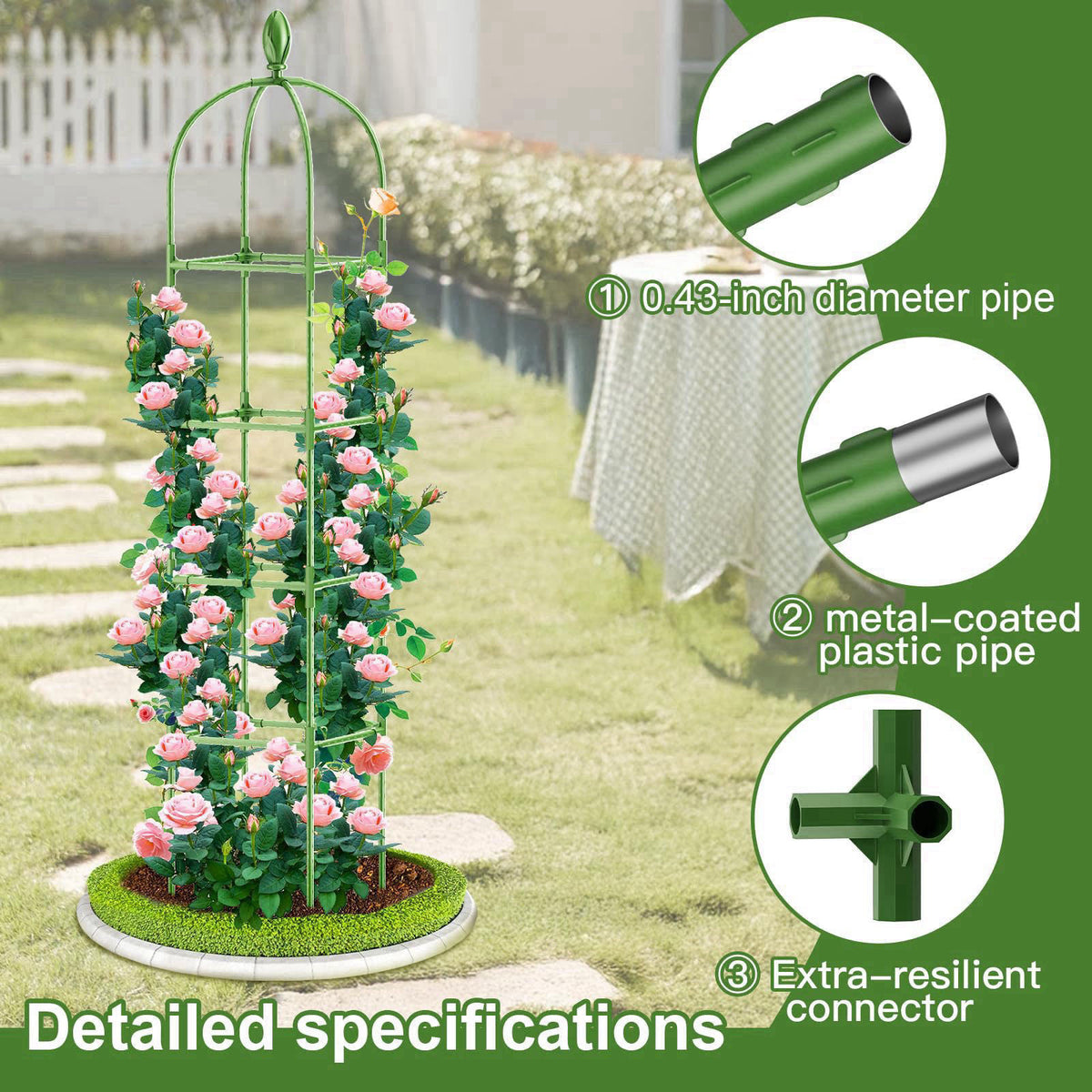 Laodier 2 Pack Garden Obelisk Trellis, 70IN Tall Plant Support for Climbing Vine, Metal Covered Plastic Rustproof Heavy 