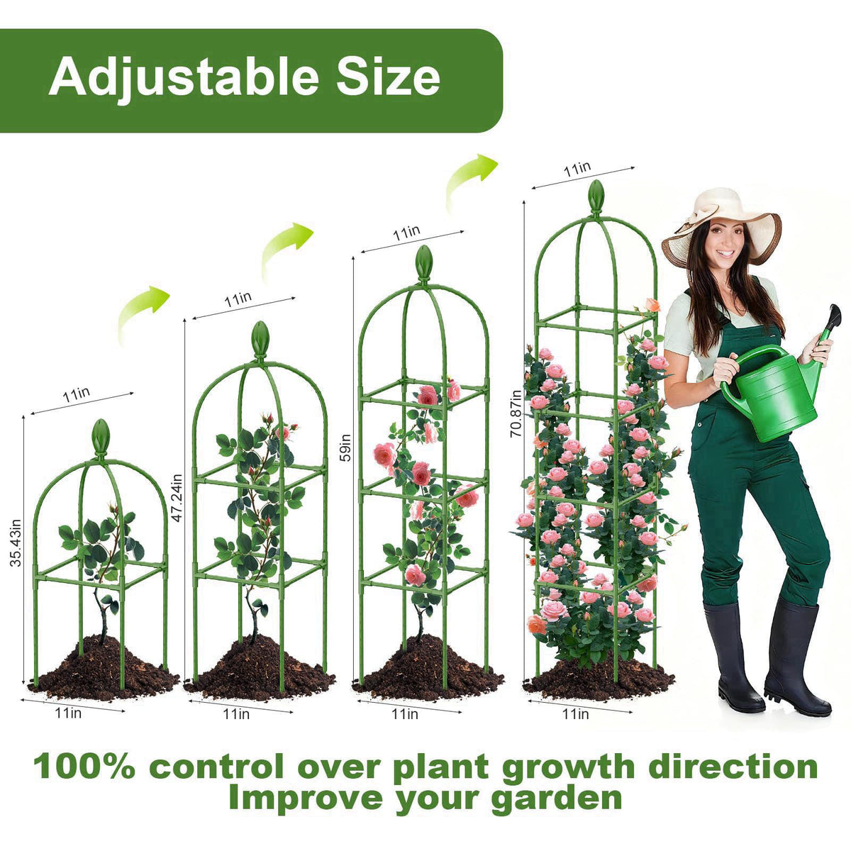 Laodier 2 Pack Garden Obelisk Trellis, 70IN Tall Plant Support for Climbing Vine, Metal Covered Plastic Rustproof Heavy 
