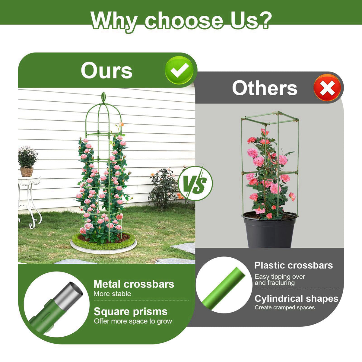 Laodier 2 Pack Garden Obelisk Trellis, 70IN Tall Plant Support for Climbing Vine, Metal Covered Plastic Rustproof Heavy 