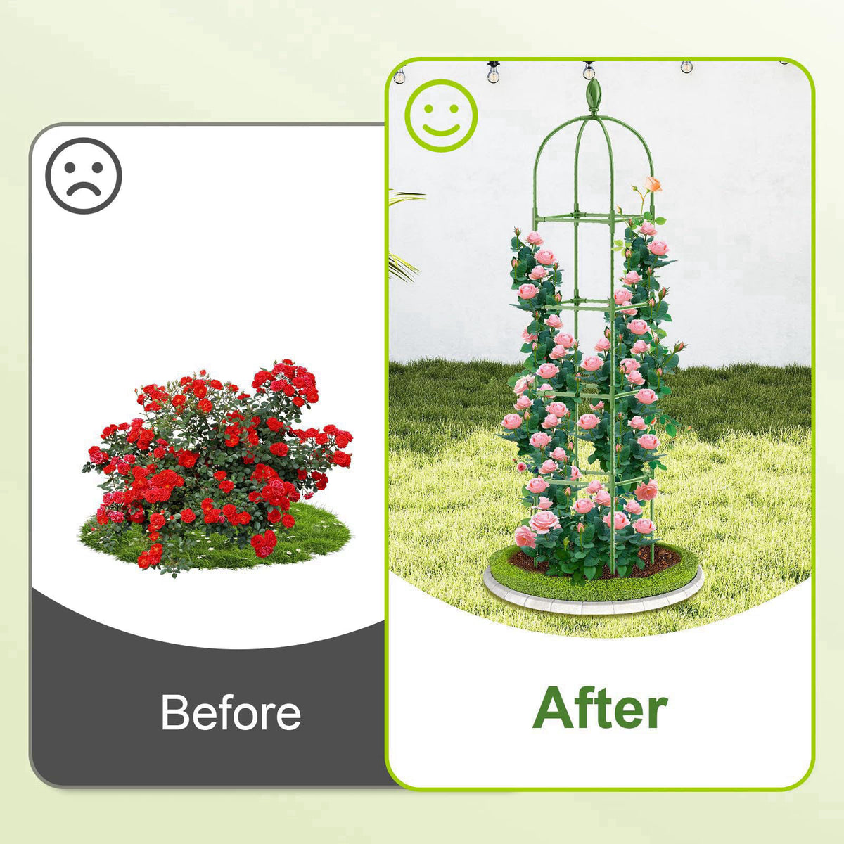Laodier 2 Pack Garden Obelisk Trellis, 70IN Tall Plant Support for Climbing Vine, Metal Covered Plastic Rustproof Heavy 