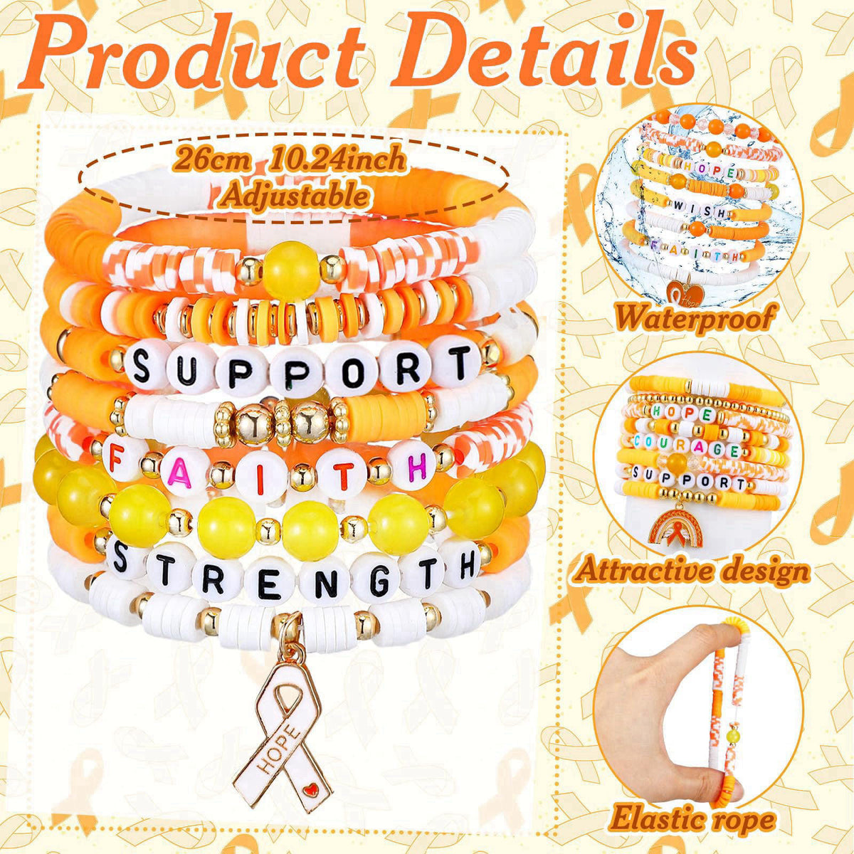 Ecation 96 Pcs Breast Cancer Awareness Bracelets Pink Ribbon Gift – packaging and label