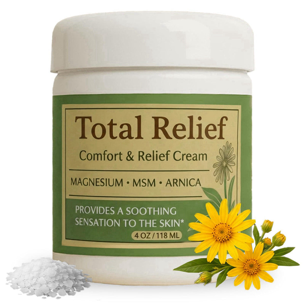HiRelief Total Relief - Magnesium Cream - Topical Lotion for Muscles, Joints & Legs - Magnesium Chloride with MSM, Arnic