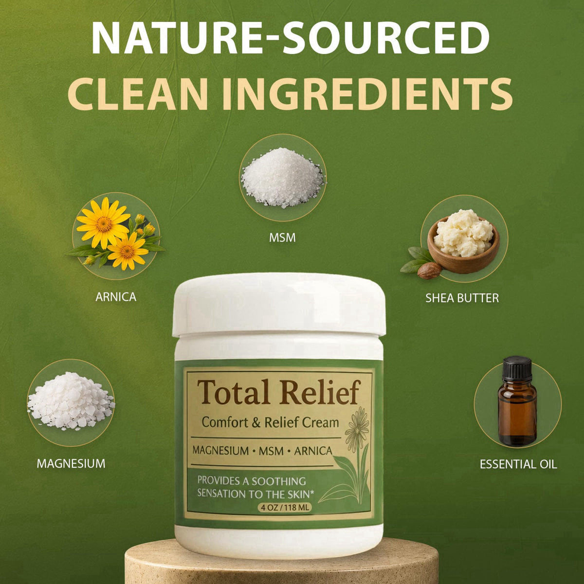 HiRelief Total Relief - Magnesium Cream - Topical Lotion for Muscles, Joints & Legs - Magnesium Chloride with MSM, Arnic
