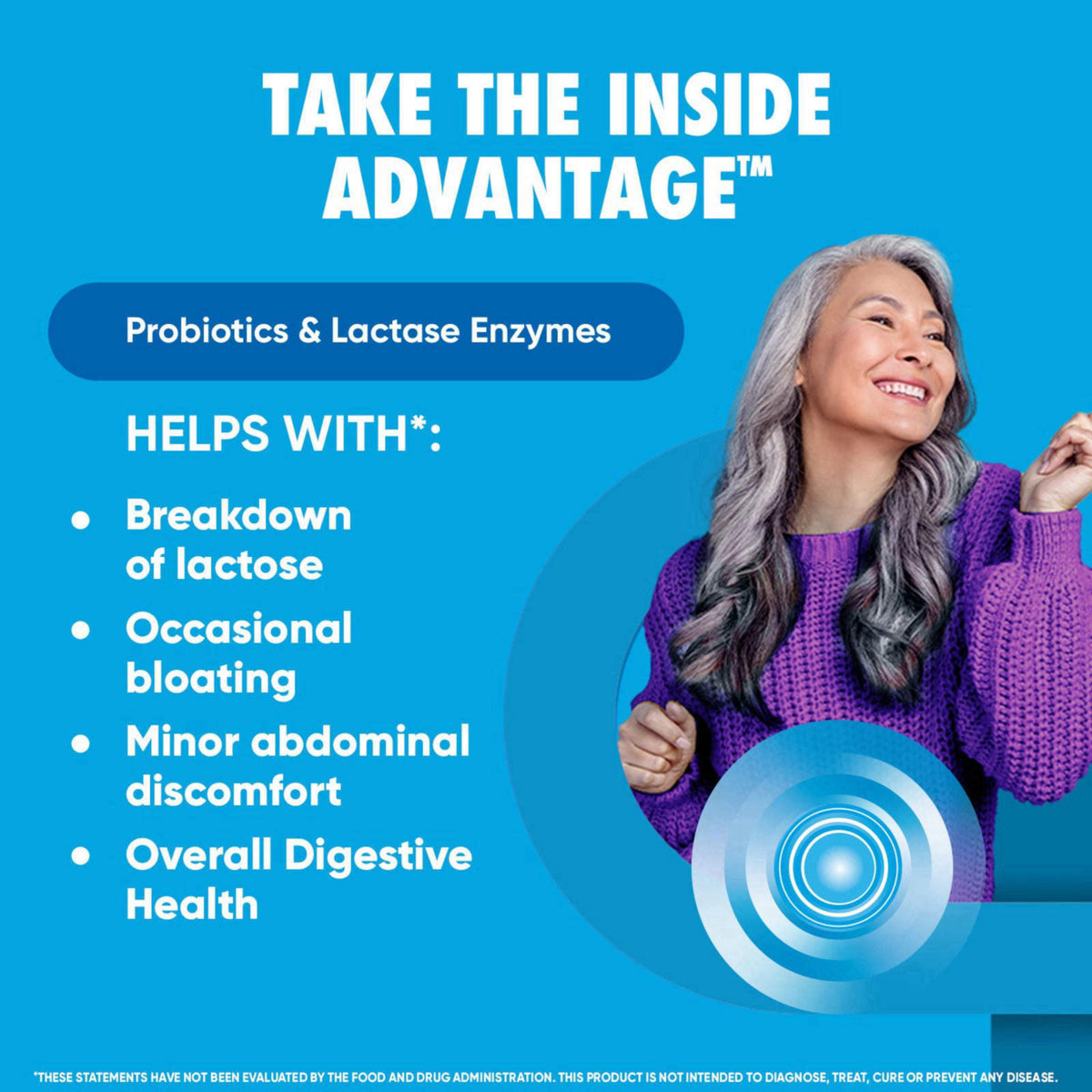 Digestive Advantage Daily Probiotics, Lactose Support - 96 ct Capsules – close-up detail