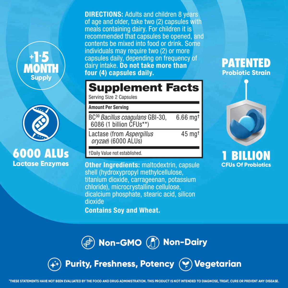 Digestive Advantage Daily Probiotics, Lactose Support - 96 ct Capsules – packaging and label