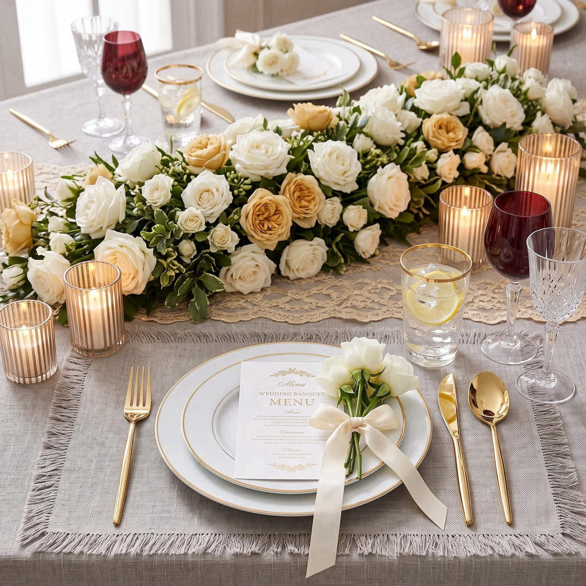 SUT Gold Plastic Silverware, 150-Piece Disposable Cutlery Set – full view