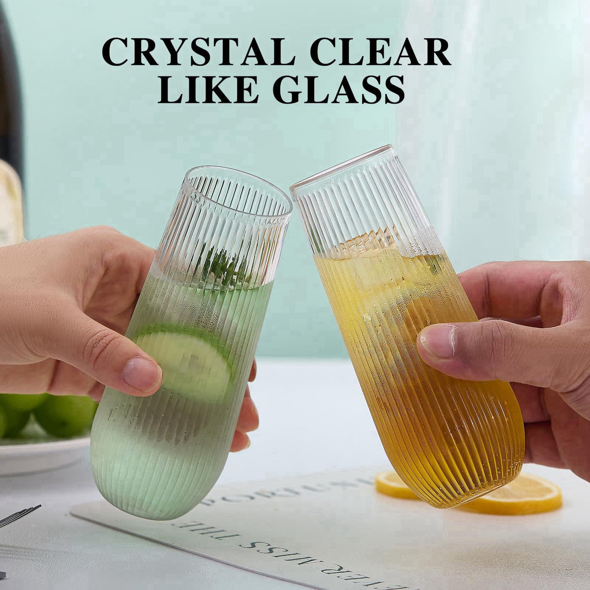Lueumxc 48 Pack Plastic Champagne Flutes, 9 Oz Ribbed Unbreakable Disposable Cups – alternate angle