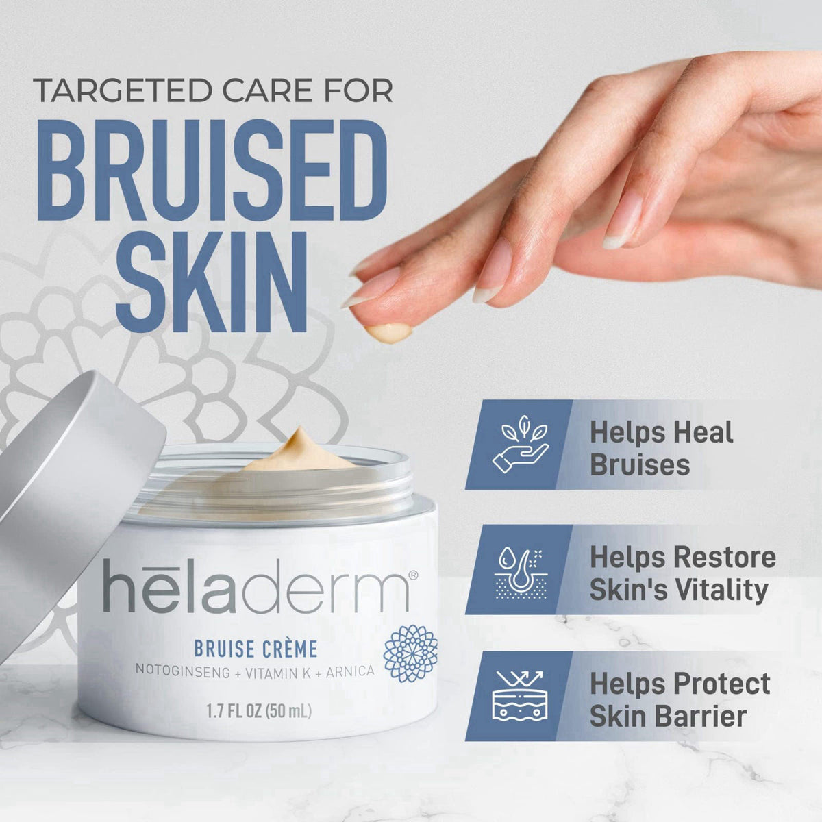 Heladerm Arnica Bruise Cream for Seniors with Extra Strength for Fast Healing - 50ml – close-up detail