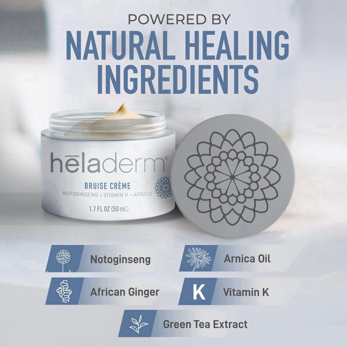 Heladerm Arnica Bruise Cream for Seniors with Extra Strength for Fast Healing - 50ml – packaging and label