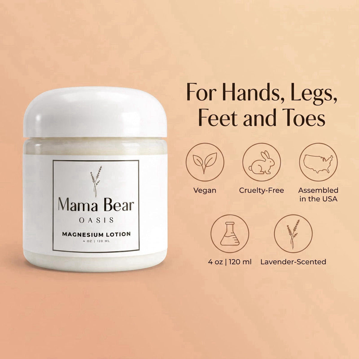 Mama Bear Oasis Magnesium Cream - Magnesium Lotion for Feet (Pack of 1) – close-up detail