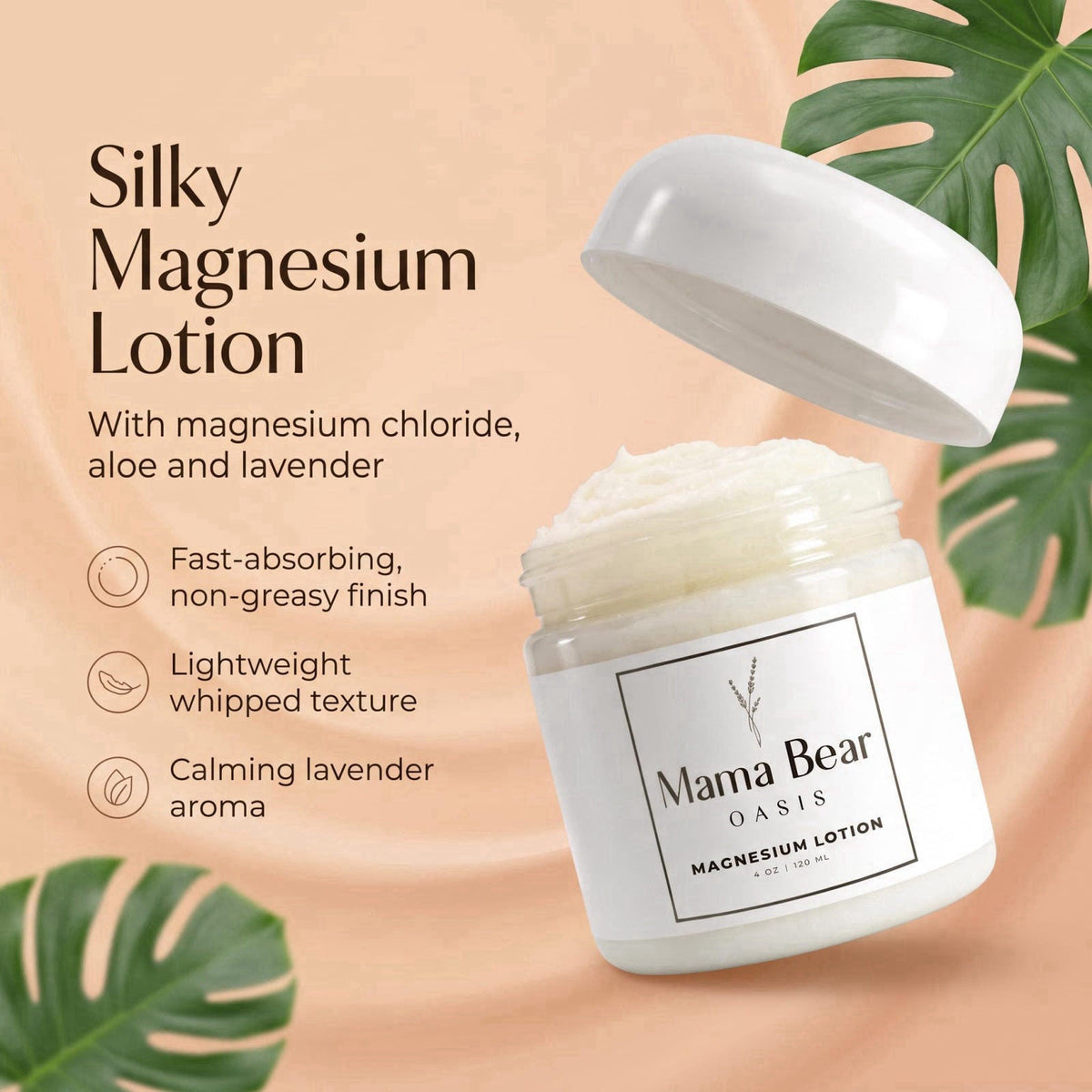 Mama Bear Oasis Magnesium Cream - Magnesium Lotion for Feet (Pack of 1) – packaging and label
