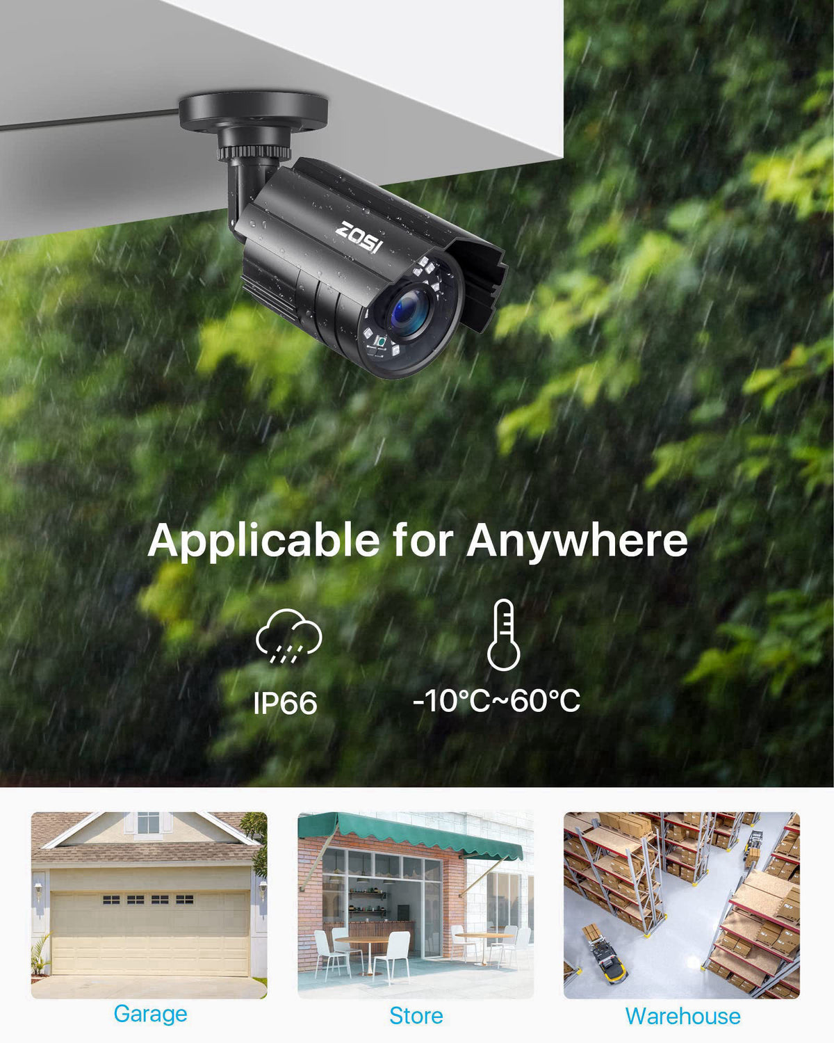 ZOSI 1080P CCTV Camera Outdoor Indoor Hybrid 4 in 1 HD TVI/CVI/AHD/CVBS Home Security Cameras System,Night Vision,Waterp