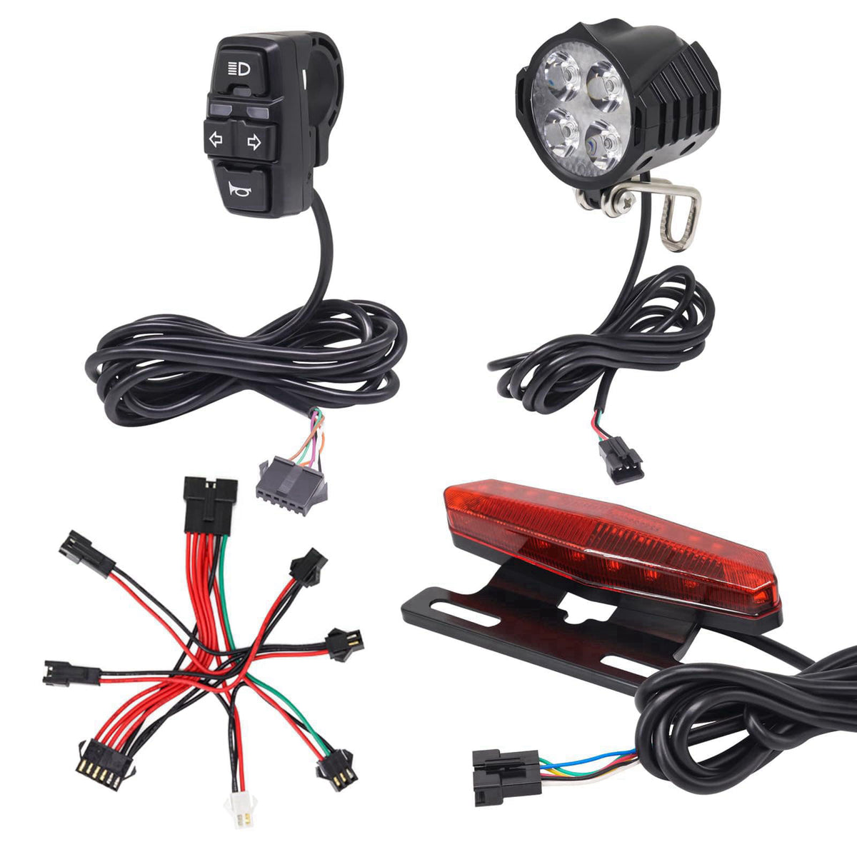 Onature 36V 48V Ebike Light Kit, Electric Bike Headlight with Horn, Ebike Tail Light with Turn Signal, Fits Rear Rack Mo