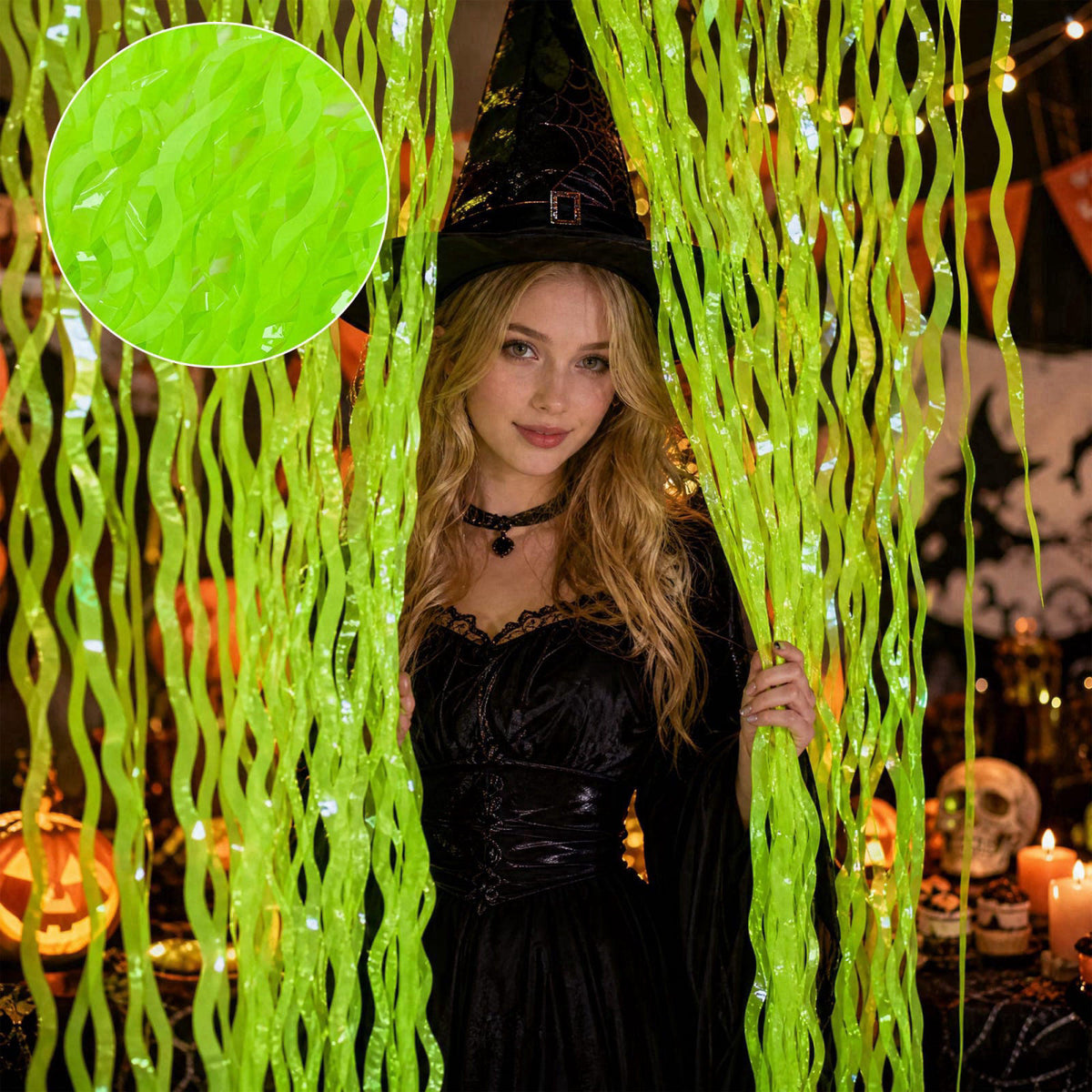 succulentlovers 6Pcs Glow in the Dark Neon Party Hanging Backdrop Decor with Foil Fringe – full view