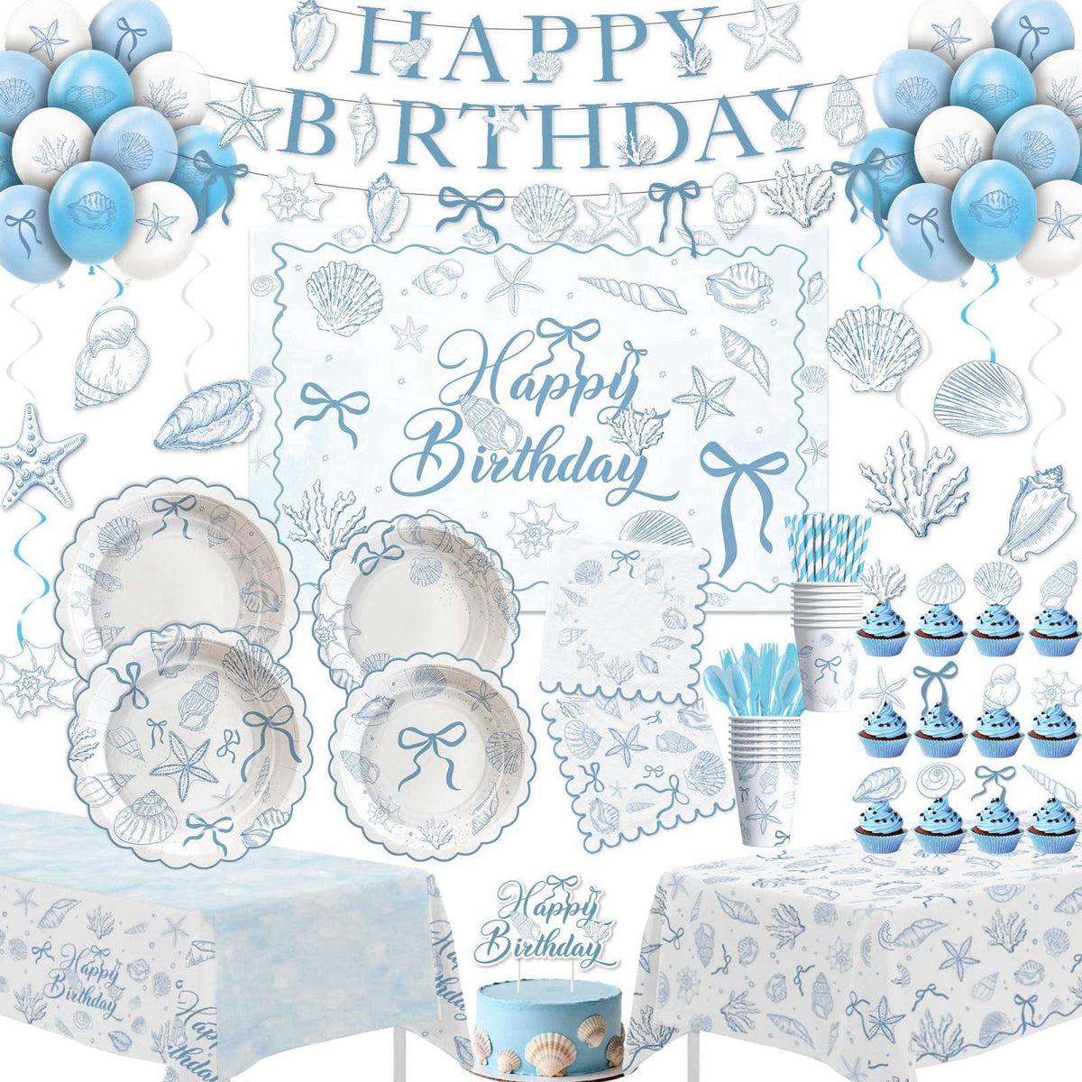 HOAKWA Seashell Party Decorations for Summer Beach Birthday Turned Pretty – product photo (Party Packs)