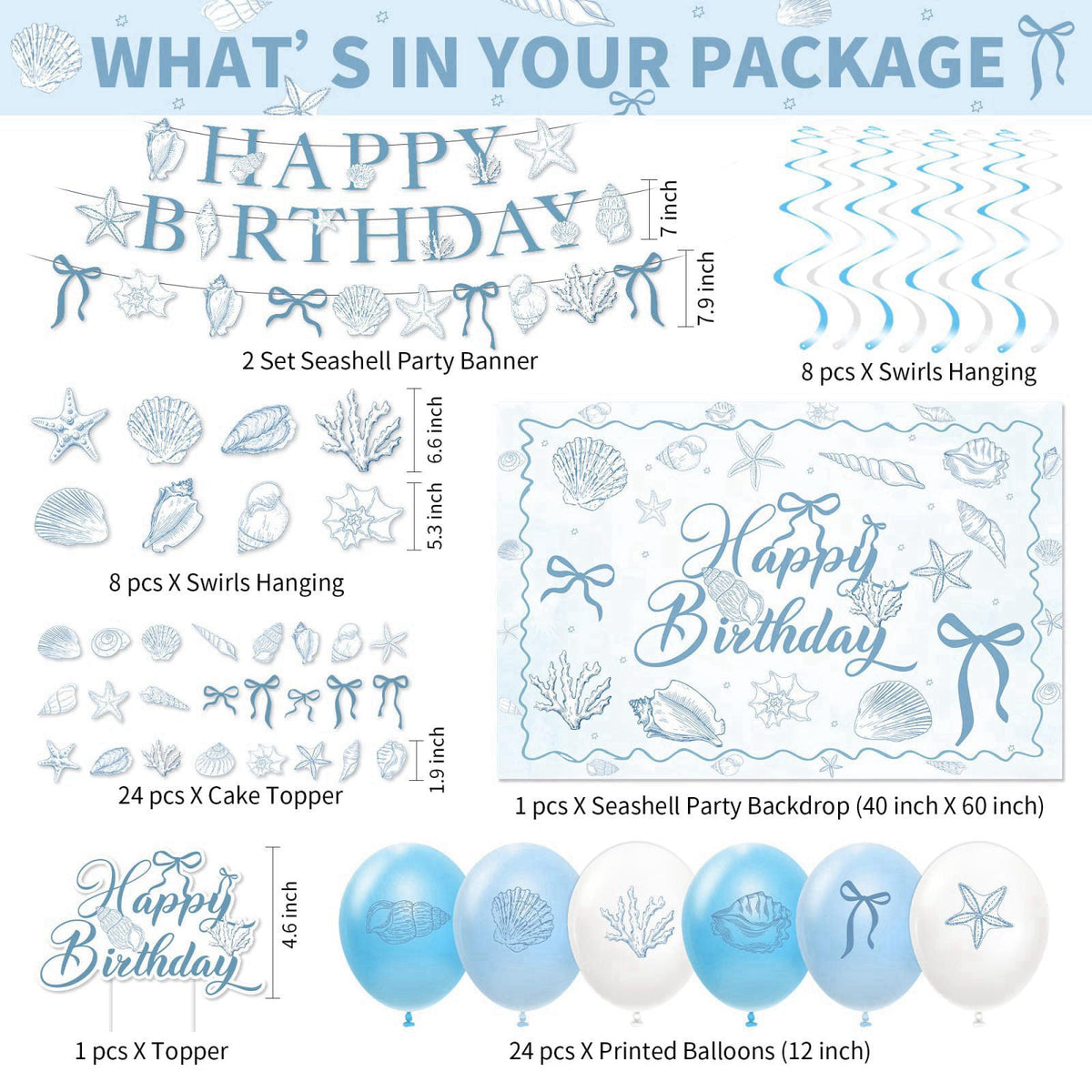 HOAKWA Seashell Party Decorations for Summer Beach Birthday Turned Pretty – full view