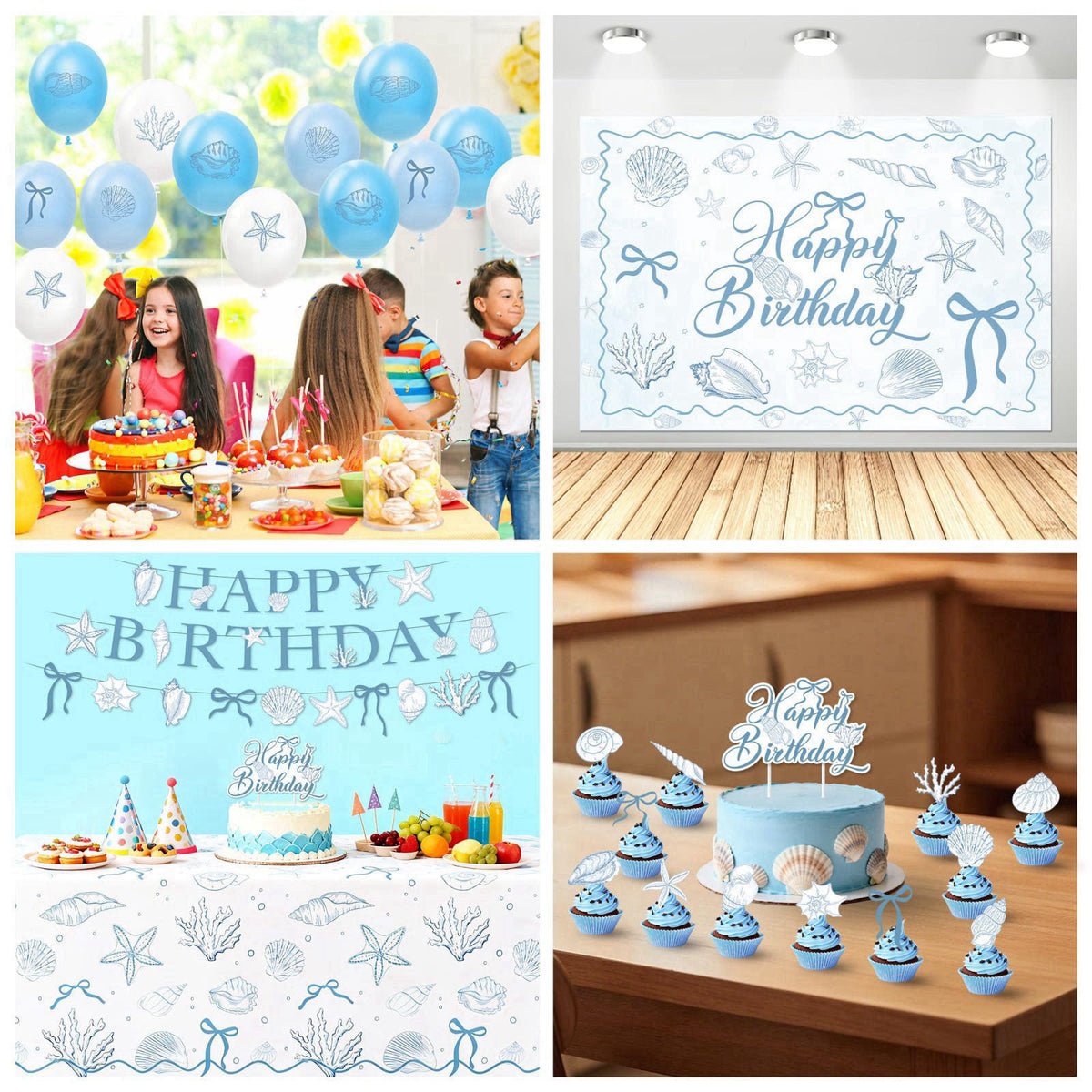HOAKWA Seashell Party Decorations for Summer Beach Birthday Turned Pretty – back view and specifications