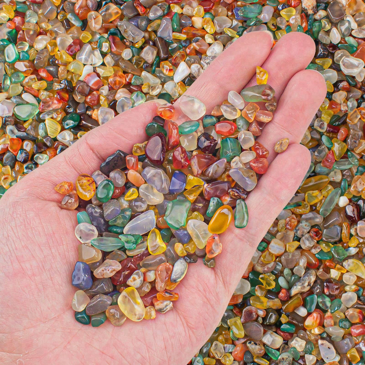 EZEELAI Colorful Agate Crystal Stones Crushed Quartz Chips Bulk 3 Lb, Natural Polished Tumbled Gemstones Gravel Rocks fo
