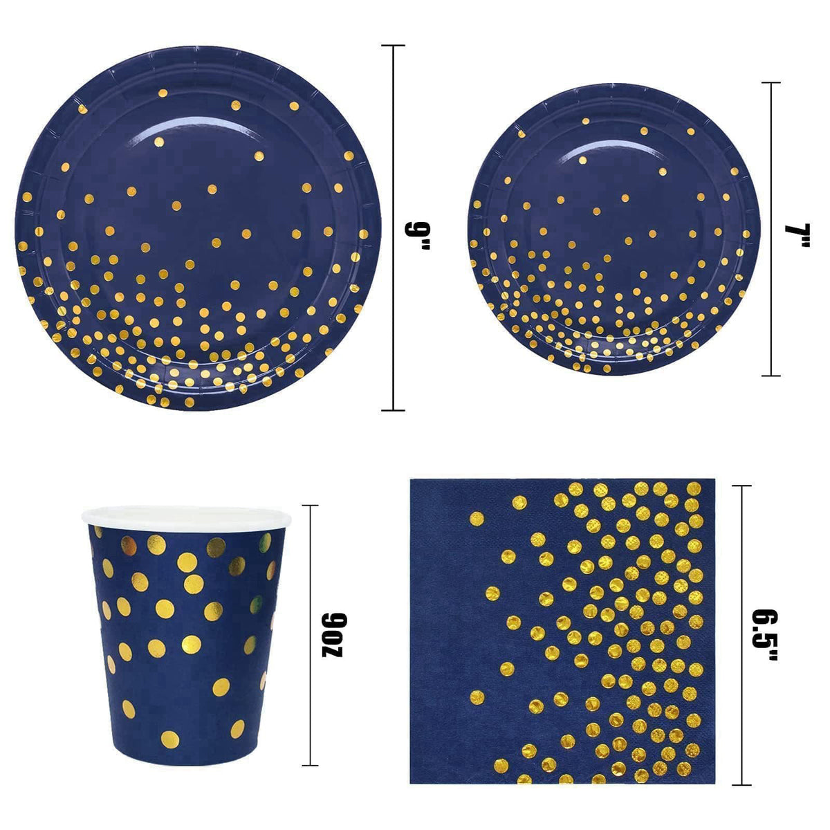 JOYOCEAN 175PCS Blue Plates and Napkins Party Supplies, Blue and Gold Party Decorations Serve 25 Guests - Royal Blue Pap
