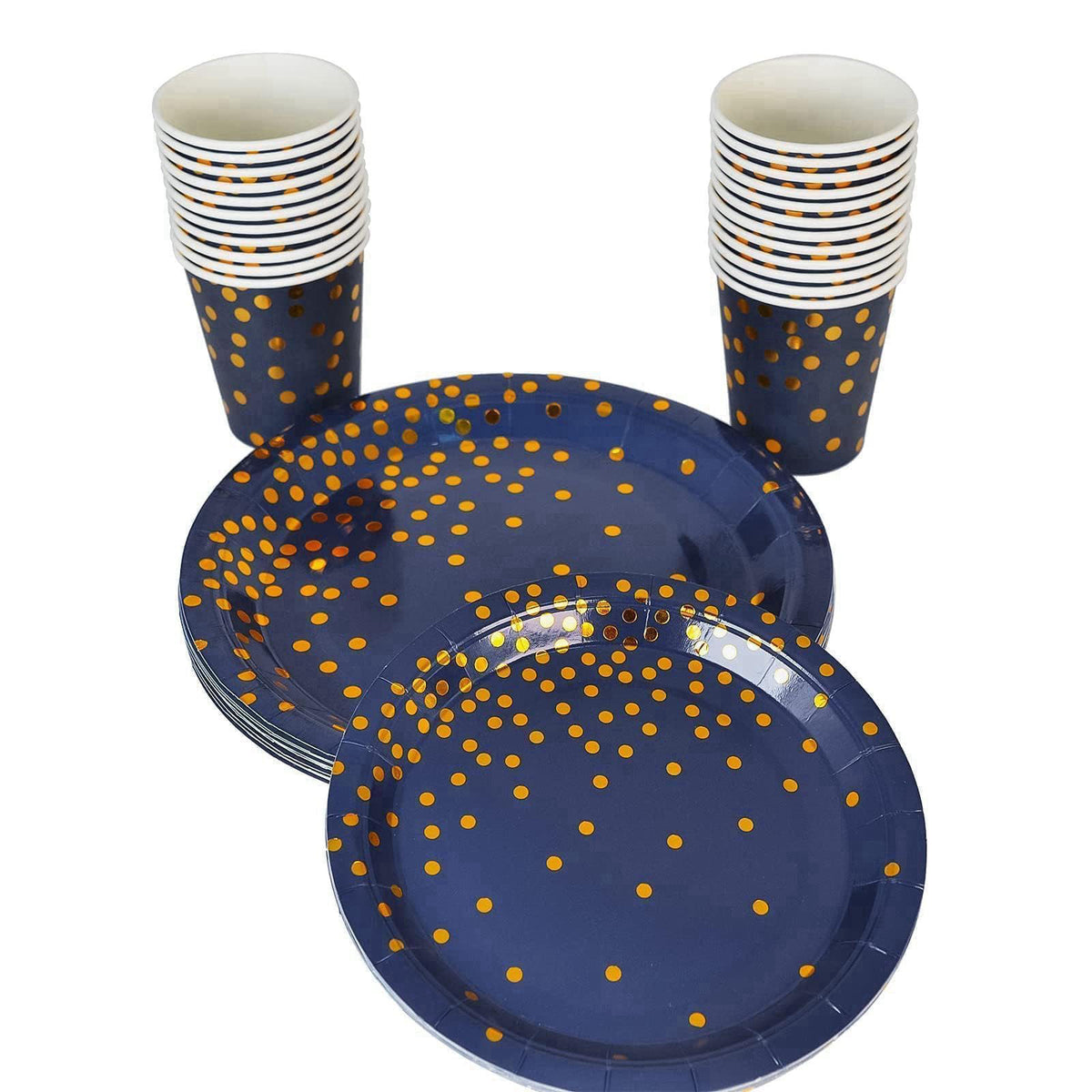 JOYOCEAN 175PCS Blue Plates and Napkins Party Supplies, Blue and Gold Party Decorations Serve 25 Guests - Royal Blue Pap
