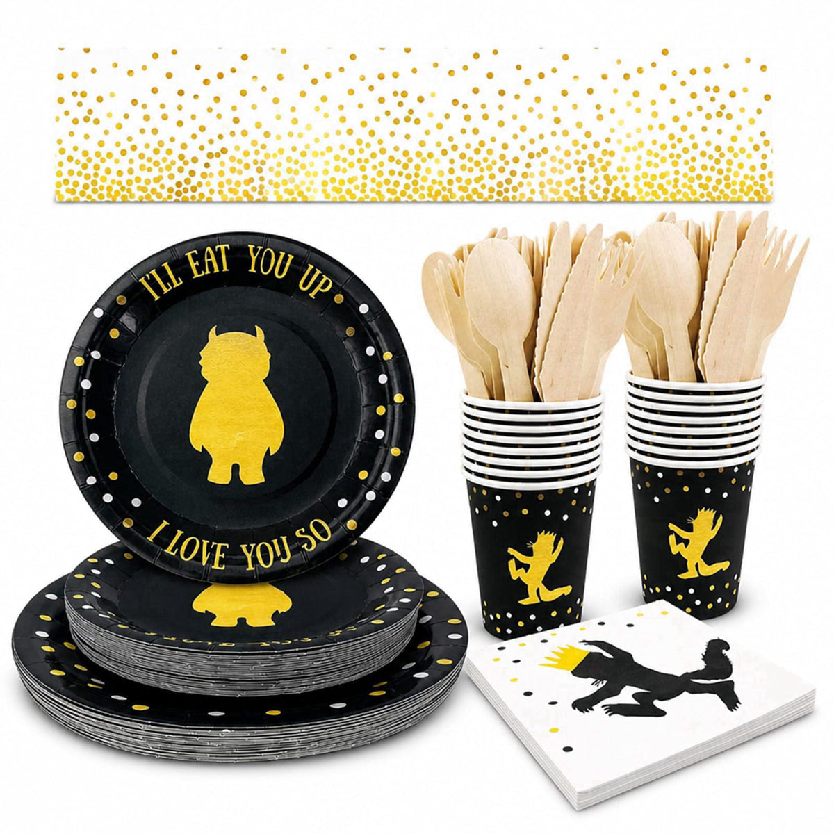 orangedolly Premium 169 PCs Wild One Birthday Decorations, Disposable & Leak-Proof Set – close-up detail