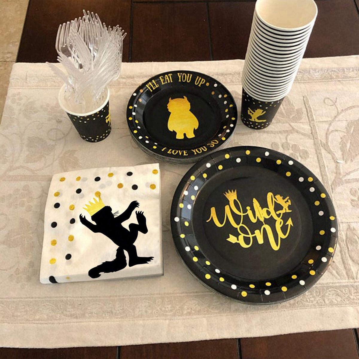 orangedolly Premium 169 PCs Wild One Birthday Decorations, Disposable & Leak-Proof Set – full view
