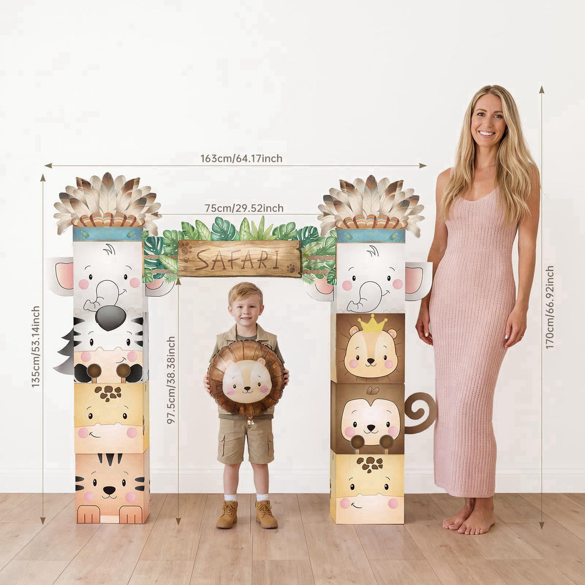 Wuokkig Safari Birthday Decorations, 8 Boxes Cardboard Playhoouse Castle – alternate angle