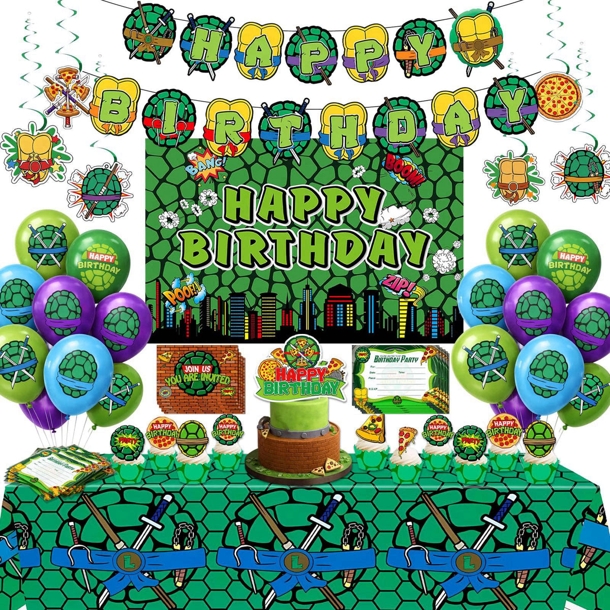 Turtle Theme Birthday Party Decorations Set - Pizza Theme Party Supplies – product photo (Party Packs)