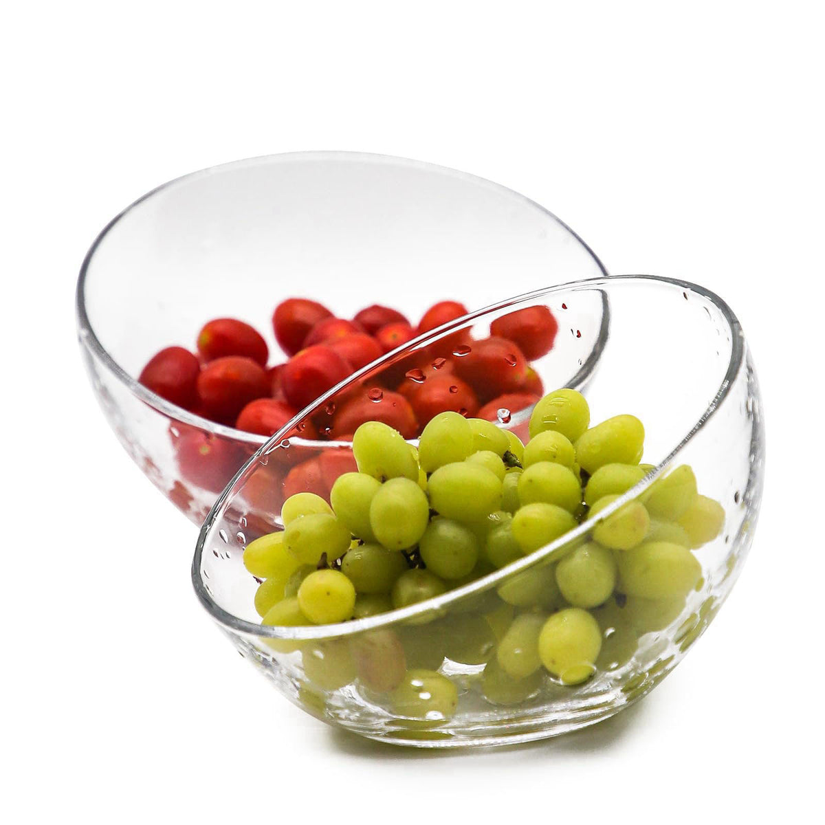 T TOSSOW TOSSOW transparent glass set with 2 slanted tilted salads bowls (500ML)