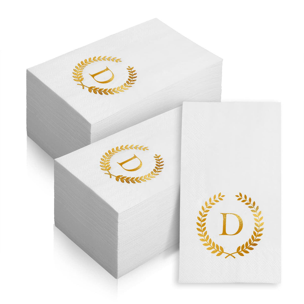 Datyiiha 200 Pack Monogrammed Disposable Napkins Gold Foil Letter D Guest Napkins Initial Disposable Hand Paper Towels f