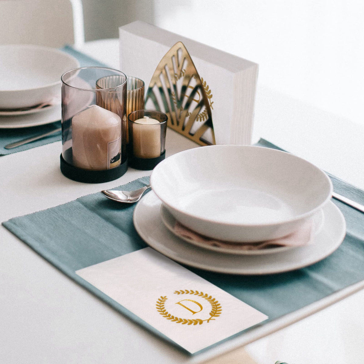 Datyiiha 200 Pack Monogrammed Disposable Napkins Gold Foil Letter D Guest Napkins Initial Disposable Hand Paper Towels f
