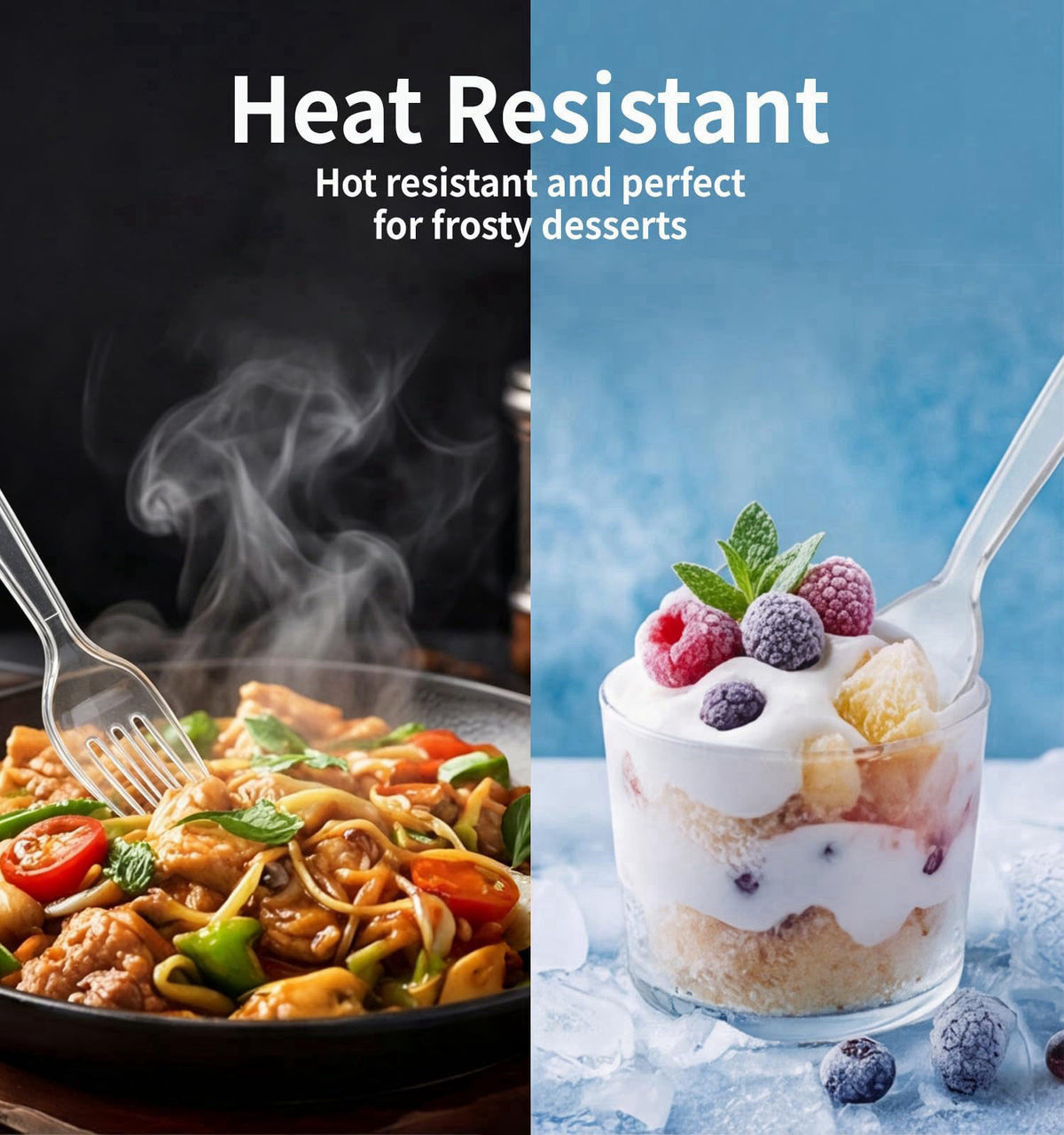Voatree 390 Count Extra Heavy Duty Clear Plastic Forks Disposable – full view